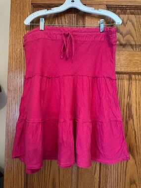 Caslon Hot Pink Tiered 100% Linen Skirt